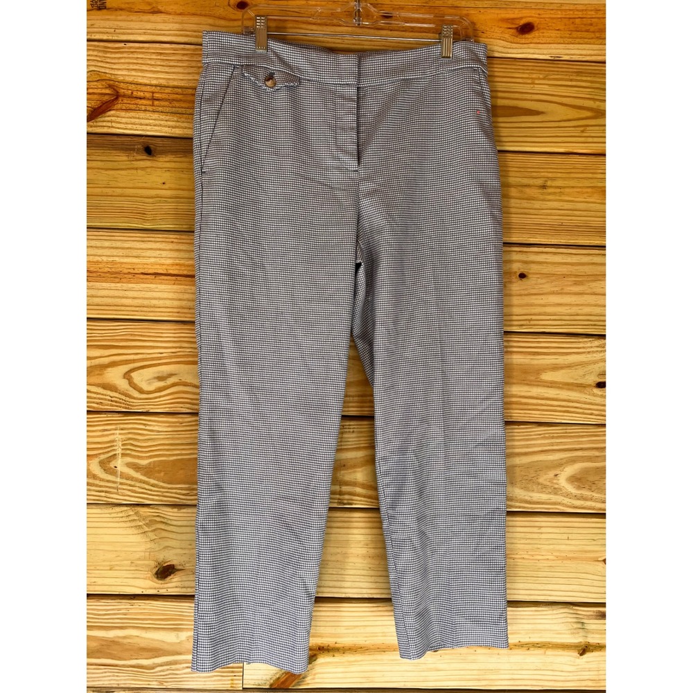 LOFT Houndstooth Capri Pants Women Size 10‎ Black White Cropped Ankle